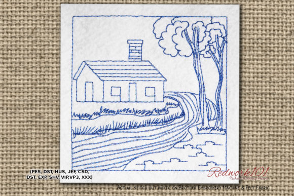 A Detailed Look at the House Side of River Embroidery Design