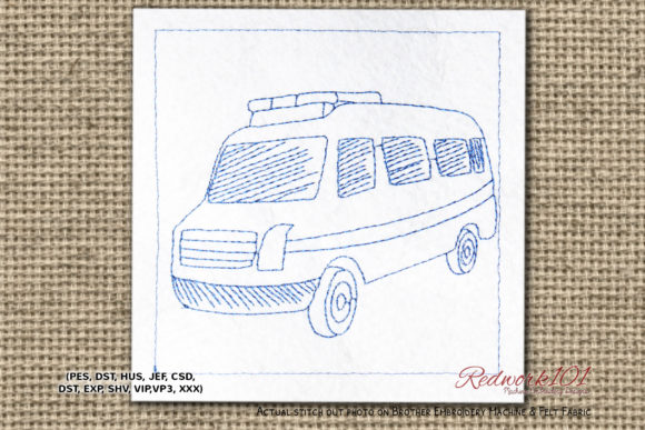 Ambulance Car Lineart Embroidery Design Review