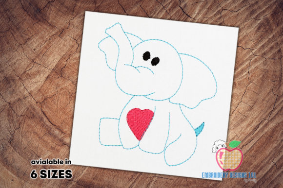 Cute Baby Elephant Sketch Embroidery Review for Boutique Apparel