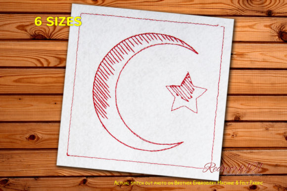 Embroidery Designer Reviews Crescent and Star Symbols Redwork