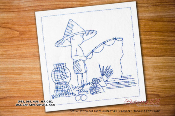 Lakeside Fishing Embroidery Design: A Stitch Test for Makers