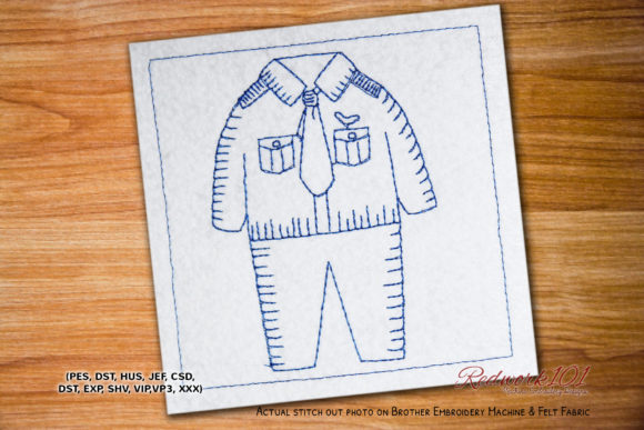 Pilot Suit Lineart Embroidery Design for Personalized Keepsakes