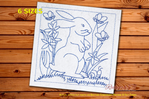 Rabbit Sitting in Garden: A Redwork Embroidery Review