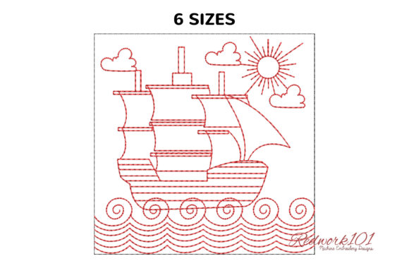 Ship in Ocean Water for Travel Redwork Embroidery Review
