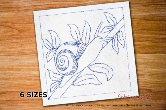 White Garden Snail Redwork for Seasonal Embroidered Gifts