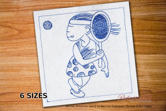 Young Women Playing Tennis Redwork Embroidery Review